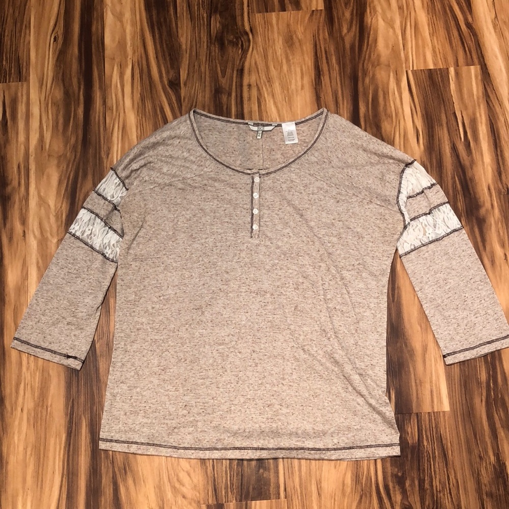 Brown 3/4th Sleeve Lace Top